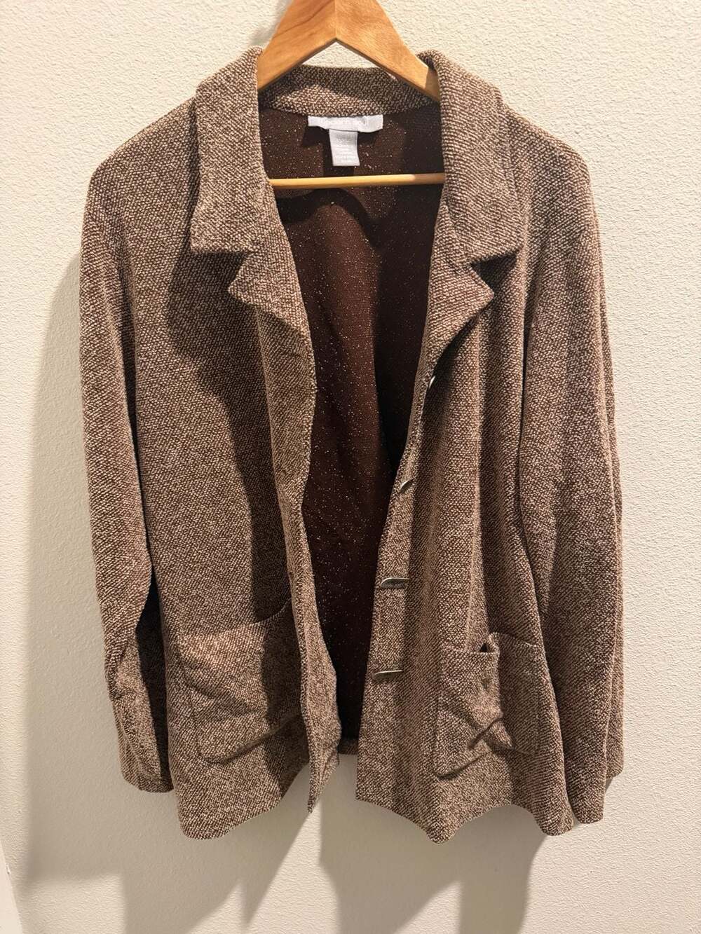 Modern Soul Brown Textured Button-Front Blazer Jacket